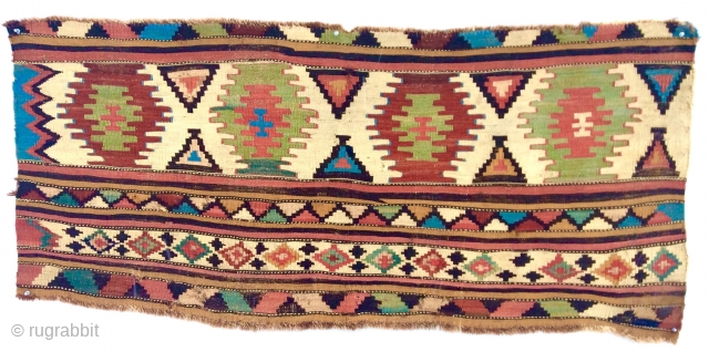 Fine Caucasian or Armenian mafrash panel or kilim fragment. c. 1850-70. Great, multiple clear greens including lime. Please email: patrickpouler@gmail.com             