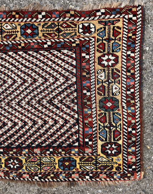 Southwest Persian Khamseh pile "eye dazzler" mafrash panel. 53 x 23". Rare example. 1850-1875 c. Good condition. Email: patrickpouler@gmail.com