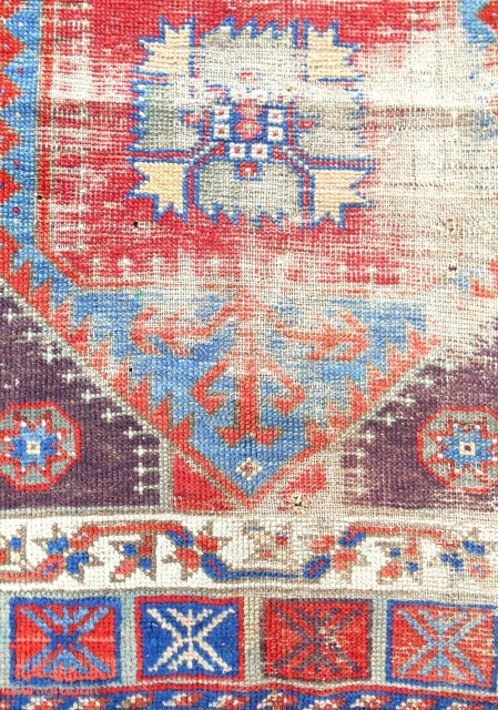 Very rare Central Anatolian yastik. Circa 1850. Worn but all original! Excellent color!                    
