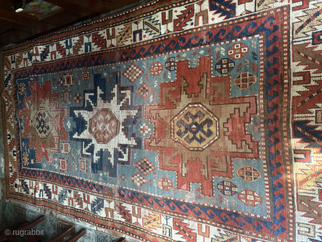 Old Kazak with Lesghi pattern, some old repiling and loss of knots.
Cm. 231x116
Contact: patri0562@gmail.com