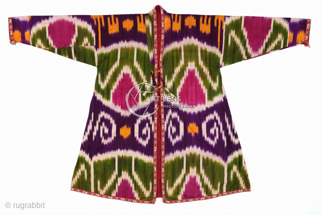 Silk ikat chapan (men's coat) from Uzbekistan, 19th century.                        