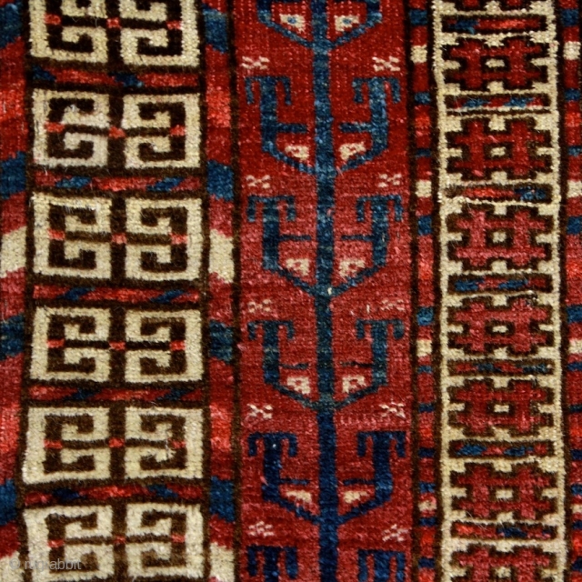 "Remember, the entrance door to the sanctuary is inside you." Rumi
Turkmen Tekke 'Ensi' (yurt door rug). 19th century. Unusually small size.
A very well preserved example from a rare group of Tekke Ensis  ...