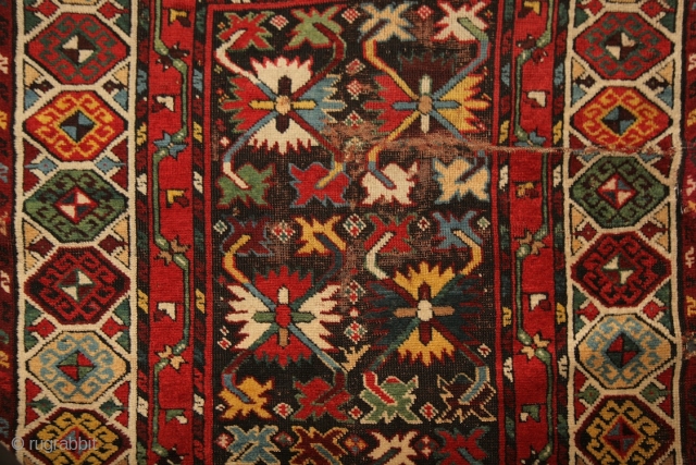 CELEBRATION OF COLORS.... Gendje kazak rug with colors, colors and colors.... one of the best colored rugs i've ever had. All of them are natural of course, deeply saturated, fresh and striking....  ...