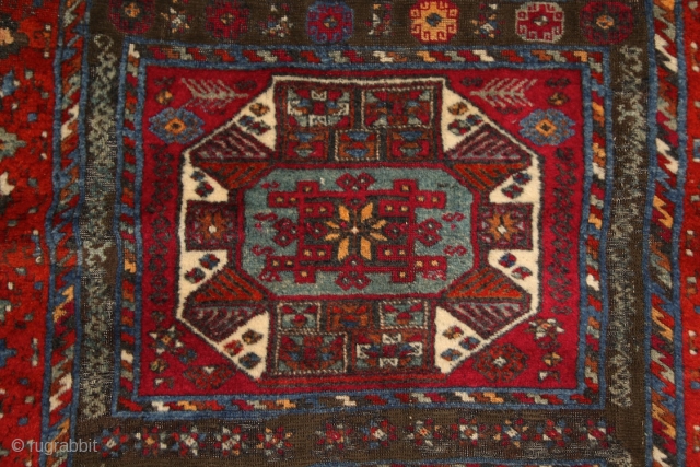 Yuruk "Crivelli" rug, eastern Anatolia, 225x157 cm, ca. 1860-1870. Immaculate condition except some corroded browns. No damage, no repair. Full, juicy, lustrous pile overall, original kilim end on the end. I think  ...