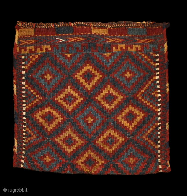 Meymaneh / Maimana bag, Afghanistan, late 19th/early 20th century, wool on wool. Great organic colors, super soft wool, cool design. More pieces: http://rugrabbit.com/profile/5160          