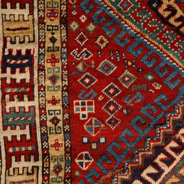 Rural, free & real. Charismatic village rug from the Caucasus. Somewhere in the Gazakh/Fakhralo area, 19th century. Great condition with good pile. Perfect, shining, living colors. More pieces here: http://rugrabbit.com/profile/5160   