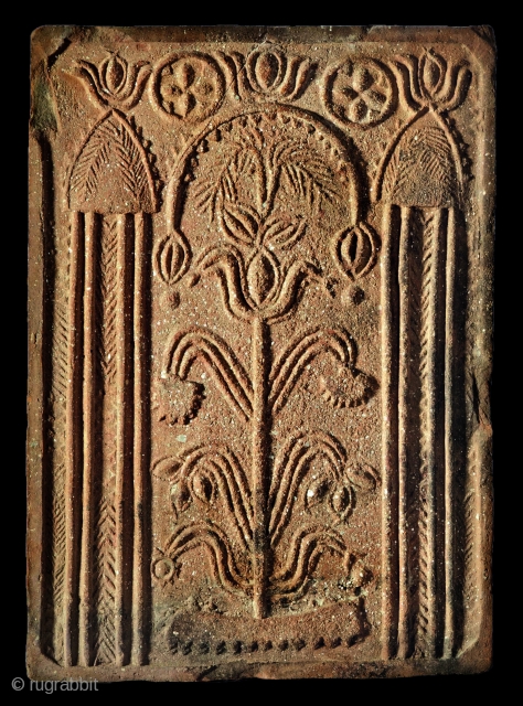 1700's (or earlier?) stove tile from Transylvania, Kalotaszeg region.

In one hand a beautiful and ultra rare example of the Ottoman period's artistic influences in Transylvania. It shows the exact layout of the  ...