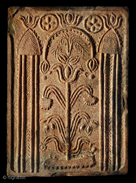 1700's (or earlier?) stove tile from Transylvania, Kalotaszeg region.

In one hand a beautiful and ultra rare example of the Ottoman period's artistic influences in Transylvania. It shows the exact layout of the  ...