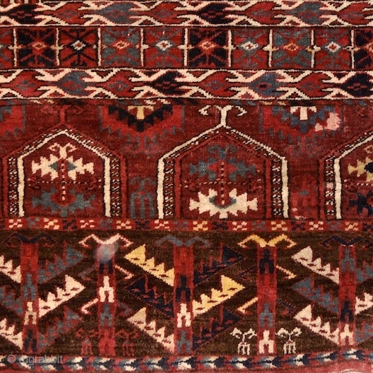 Yomud Ensi, 19th century. Mint condition, full juicy pile allover, original sides and kilim on both ends, original tassels. There are a few redone knots here&there, but it is really in mint  ...