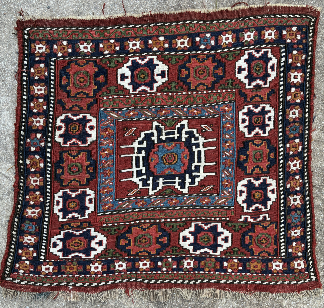 Shahshavan khorjin face, 58 x 54 cm, no repairs, excellent condition, the white is cotton. Email: peparethos@xsmail.com                
