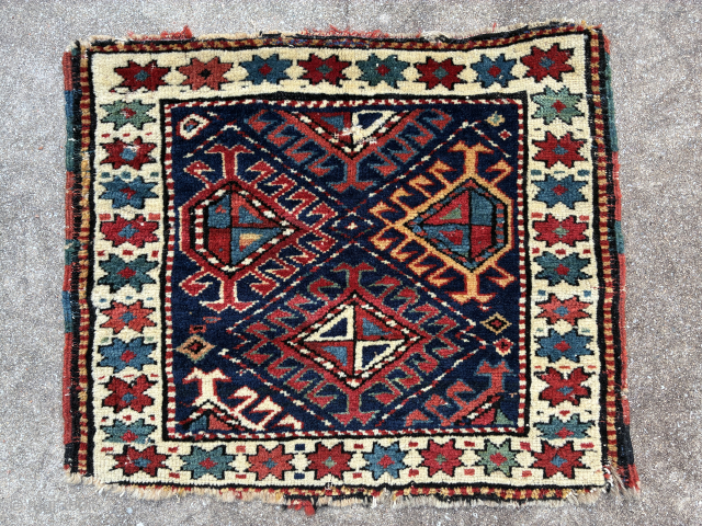 NW Persian pile khorjin face, good colours, some nibbles/small holes, 44 x 53 cms. Email: peparethos@xsmail.com