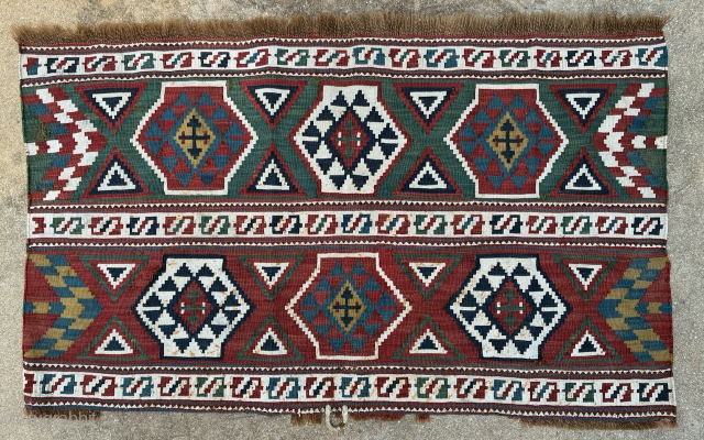North-west Persian Mafrash flatweave long panel, 110 x 65 cm. Email: peparethos@xsmail.com                     