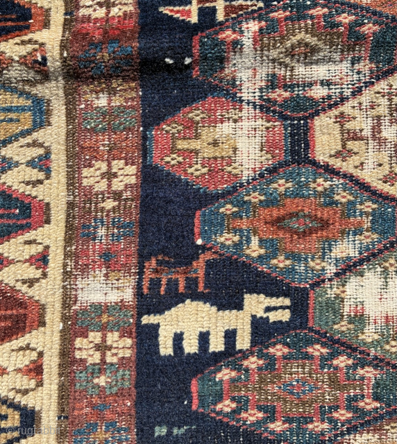 Shahsavan carpet fragment, 128 x 94 cm. Wefts are cotton. Email: peparethos@xsmail.com
