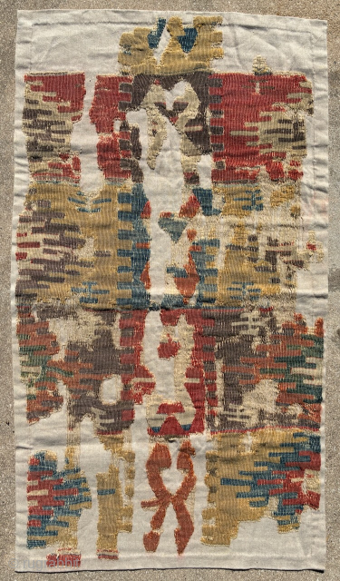 Anatolian kilim fragment mounted on linen, 110 x 62 cm. Email: peparethos@xsmail.com