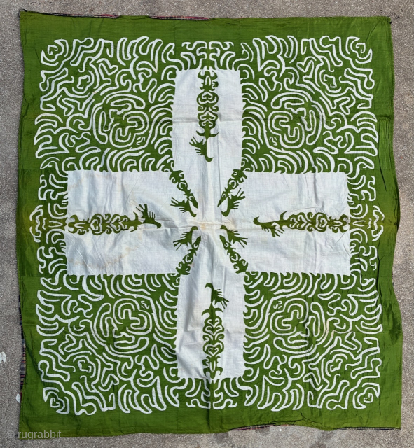 Levantine applique panel with ikat back, silk and cotton. 115 x 104 cm. Email: peparethos@xsmail.com