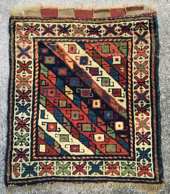 Northwest Persian pile bag face, 52 x 44 cm, excellent pile length of glossy soft wool, good colours, no evident repairs or repiling, warp depression, light brown ground wefts, excellent overall condition. 