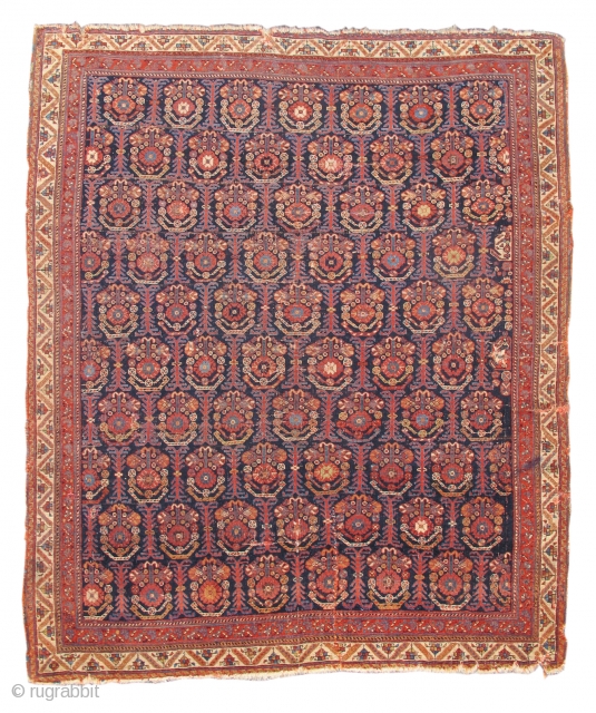 Early Afshar rug with a very fine handle and elegant drape.

size= 4'4" x 5'2" , Inv#17373 

Collection of Mr. and Mrs. John Corwin.

Published: Parviz Tanavoli, 'Afshar: Tribal Weavers from Southeast Iran' (Tehran:  ...
