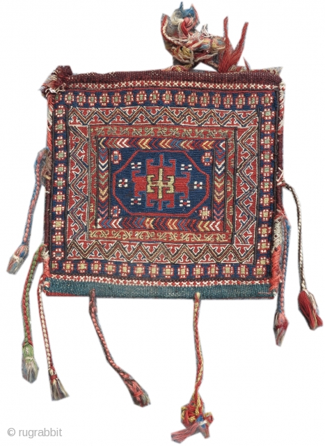 Shahsevan sumak chanteh bag, Khamseh region of Northwest Persia/ Azerbaijan
size= 1'1" x 1'0", Inv# 17742
Collection of Dr. and Mrs. William T. Price           