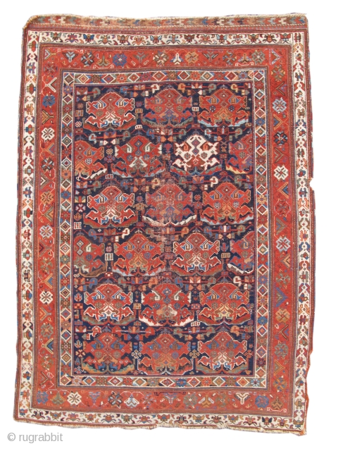 Afshar rug with a solitary white element. size= 3'11"x 5'6", Inv# 17376


Published: Hali #99, July 1998, pg. 86. 


Collection of Mr. and Mrs. John Corwin.        