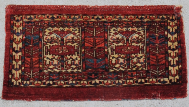 Tekke mafrash or kap, complete with flatwoven back. 
size= 1'0" x 1'10" , Inv# 17721

Collection of Dr. and Mrs. William T. Price           