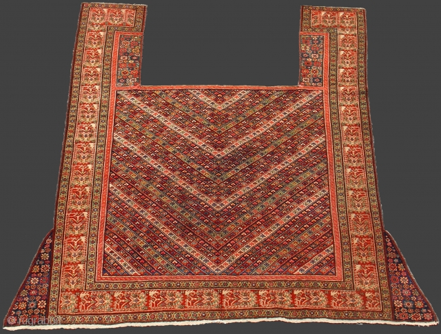 Fereghan Horse Cover, Central Persia, 2nd half of the 19th cen. apx. 5'9"x 5'9" A luxurios equestrian weaving in remarkable state of preservation. Detailed intricate drawing with rich color. INV# 14583  