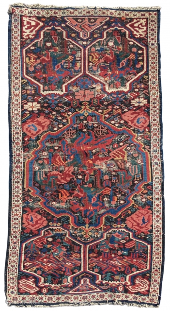 Seichour Kuba rug, late 19th cen, size is 2'9"x5'2".                        