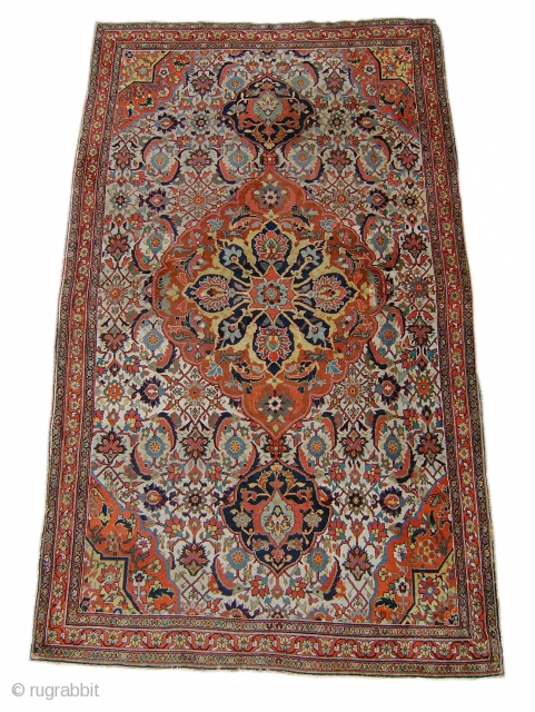 "Important Qashqa'i Carpet" Early 19th c. 5' x 8'4""


5 x 8’4

Warp – Ivory wool,

Weft – Silk,

Pile – wool, asymmetric knot open left

238 knots per square inch – 17 H x 14 V

Selvedge  ...