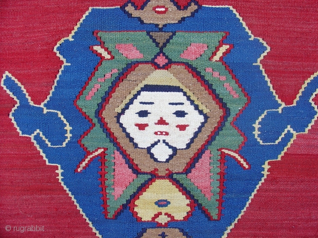 Antique Bijar Kilim, Early 20th century. Exceptional state of preservation. This antique flatweave from northwest Persia artfully blends formal Persian notions of space and proportion with folk elements from village weaving traditions.  ...