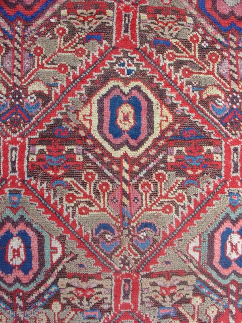 Northwest Persian Kurdish long rug with classic geometricized floral design. Very colorful and without fading, though there is a bit of fuchsine. circa 1900. A great useable floor rug. Later but still  ...