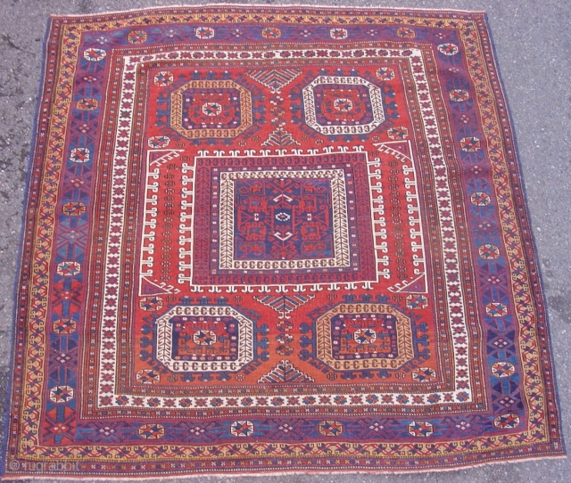 West Anatolian Bergama 2-1-2 Holbein derived rug. Very square proportions. Size = 5'2" x 5'3" Inv. #11928.
                