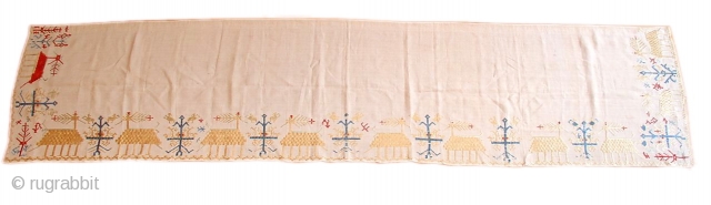 Patmos Silk Floss EmbroideryGreece, 18th C. (2nd half)Size: 2'0" x 7'8" Excellent ConditionInventory #:14335                   