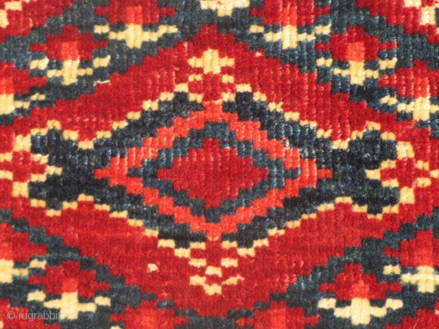 

Central Asian mafrash. Wonderful dyes and wool. Depressed warps, open left. Uzbek (?). 19th century. 135x37cms                 