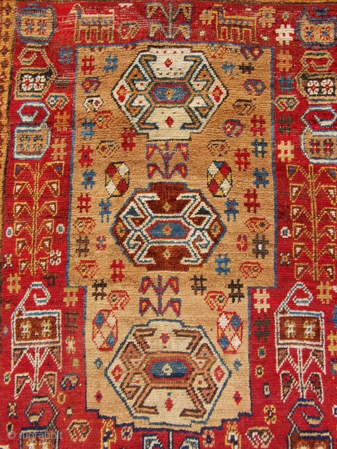 South Persian Gabbeh 186 x 130cm
A bright and beautiful piece in fair condition. Some unravelling of the ends and little wear and re-piling.          