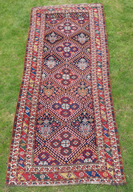 Bright Luri rug with a vibrant design.
Loss to the ends and some repair.
279 x 122cm
https://philbellantiquerugs.uk/                  