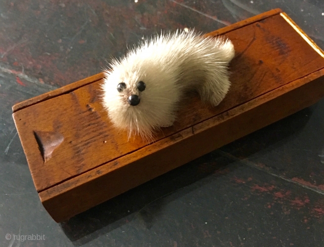 Antique 19thC hand crafted Box of Bone Dominos. Probably Sailor made. 7"x 2"x 1.5"                   