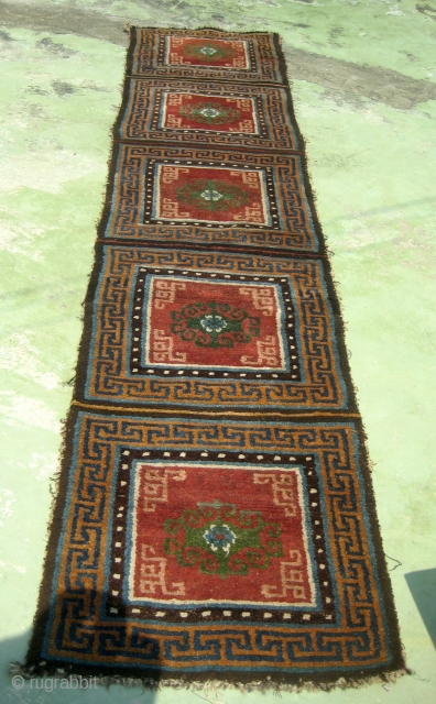 Perfect condition 19th century Tibetan Runner with an interesting Gul                       