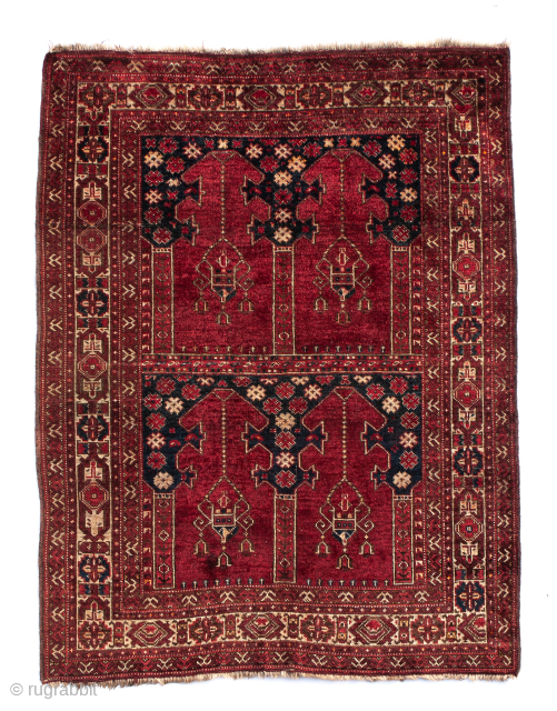 Northern Afghan Ersari-group rug, circa 1920–30, with a Beshir/Middle Amu Darya-derived compartmented or hatchli design; probably ensi-inspired rather than demonstrably a functional ensi.