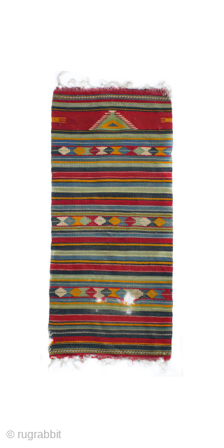 Lovely early 20th Manastir kilim prayer rug
Request more infor and photos
Manastir Prayer Kilim
Balkans, circa 1900
Wool on a cotton foundation
130 × 60 cm
A rare Manastir prayer kilim, probably woven around the ...