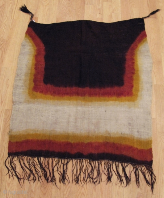 Woman's Tie-dyed Ceremonial Veil, "Adrar"
Antique Ida ou Nadif people (Berber Tribe) woman's tie-dyed ceremonial veil, "Adrar". Wool gauze weave tie-dyed with natural dyes. Tassles at top and fringe at bottom; perhaps used  ...