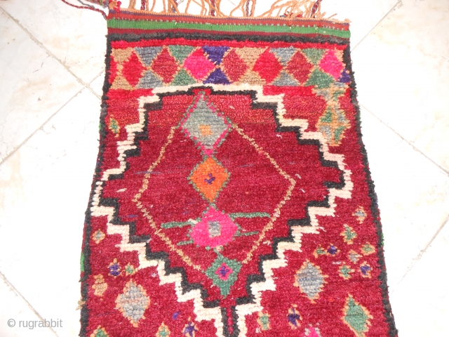 Talsint, Morocco, about 1920-30.
Cushion cover or bag face. cm 107 x 70, wool, full pile, 360 knot per dms.
              