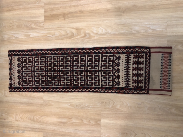 A very nice Antique Turkmen Tent band Fragment ca.1880,size:144,5x30 cm,back side has been sewn by a white cloth.pls not to hesitate to ask me any question.shipment from Munich-Germany     