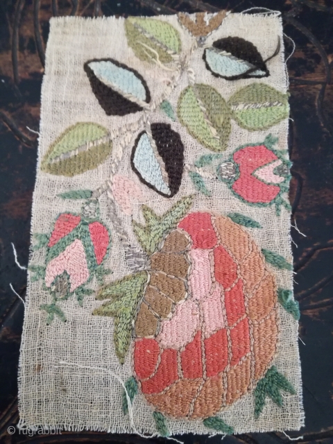 A planty of small embroiderys. Wool silk metal on cotton. Probably Europe Vienna Ottoman. From collector Gillis Görz.               