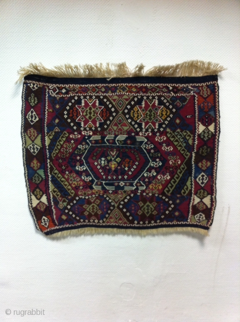 An Old Malatya turkish Kilim with 95/67 cm. Good shape with small restoration. Wool with part white cotton and metal.             