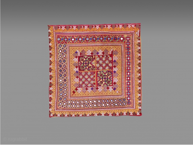 • PILLOW COVER •

This embroidered cover of the Meher pastoralists, upper Sind. The Meher are probably the finest domestic embroiderers in the whole of the subcontinent. The stitches used are crossed stitch,  ...