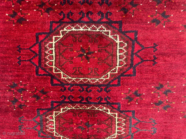 Agfan Region Turkman Rug age around 90 years very good condition clear Dark Red colors size 106 x 143 cm             