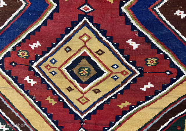Antique Persian Qashqai kilim Size 205x150 Cm