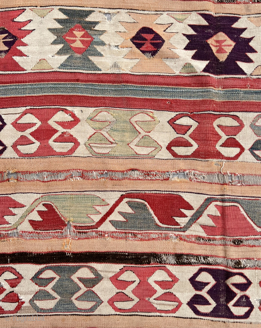 Early 19th Century Central Anatolian Aksaray Kilim Size.360x155 Cm                        