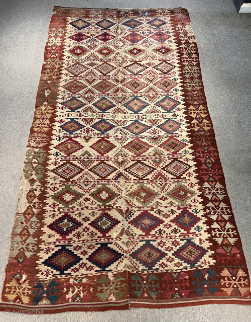 Second 19th Century South Anatolian Reyhanlı Kilim Size.300x155 CM