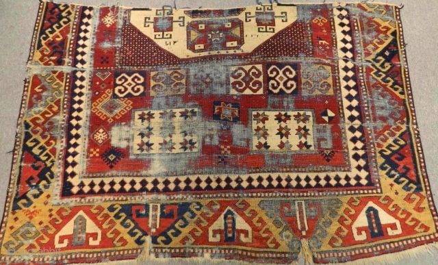 Mid 19th Century Caucasian Karatchopf fragment Rug Size:155x100 cm                        