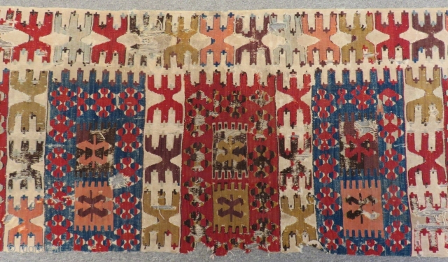 Second 19th C West Anatolian Kilim fragment Size.215x80 Cm                        